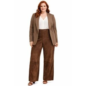 Max Mara Weekend Brown Suede Trouser Lined Pants 32 X 33 VTG 14 $1760